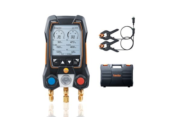 testo 550s Базовый комплект - Цифровой манометрический коллектор с зондами-зажимами температуры на фиксированном кабеле