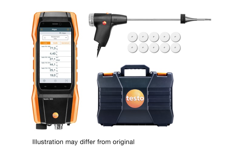 Комплект testo 300 Longlife, CO с Н2 компенсацией (разб. до 30 000 ppm) - Анализатор дымовых газов (O2, СО с H2-компенсацией до 30 000 ppm), фото 1