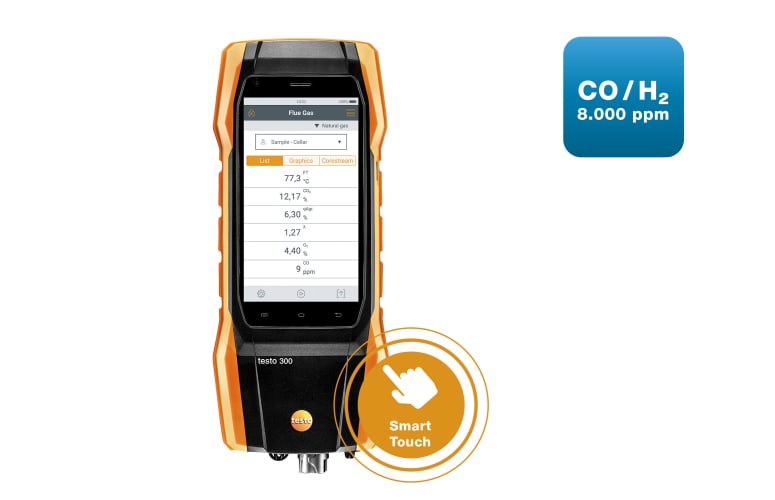 testo 300 - Анализатор дымовых газов (O₂, CO с H₂-компенсацией до 8 000 ppm), фото 1