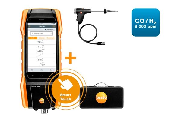Комплект 2 testo 300 NEXT LEVEL - Анализатор дымовых газов (O₂, CO с H₂-компенсацией до 8 000 ppm)