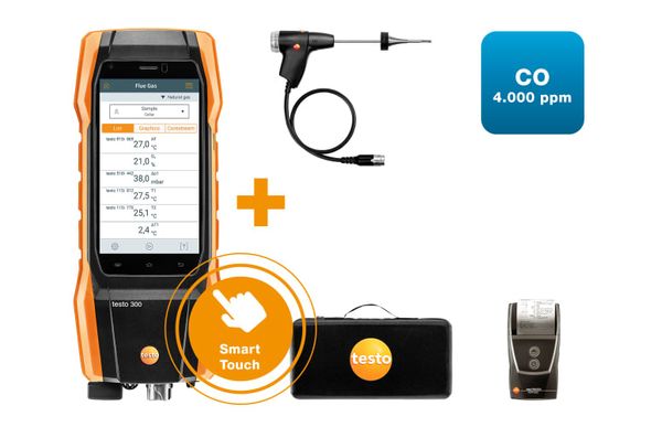 Комплект 2 testo 300 NEXT LEVEL с принтером - Анализатор дымовых газов (O₂, CO до 4 000 ppm)