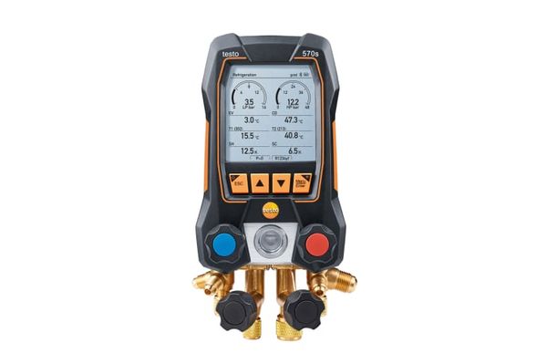testo 570s - Цифровой манометрический коллектор с 4-ходовым блоком клапанов, Bluetooth и интеллектуальным анализом ошибок