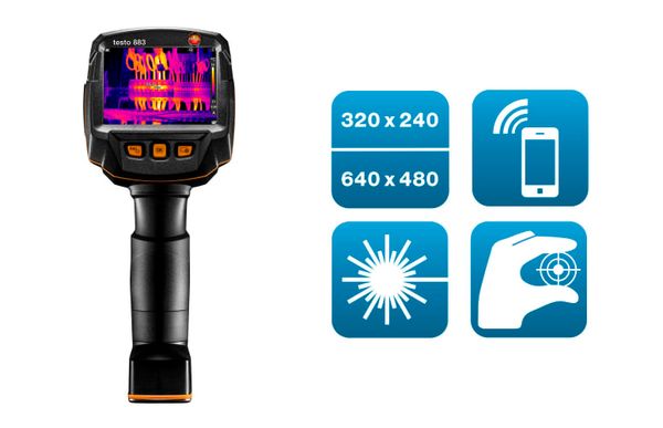 testo 883-1 - Тепловизор (320 x 240 пикселей, объектив 30°, ручная фокусировка, приложение, лазер)